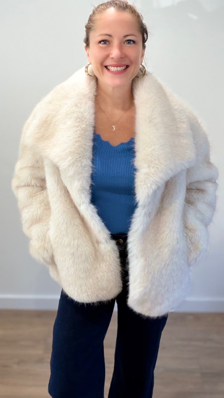 Manteau fausse fourrure - Ecru