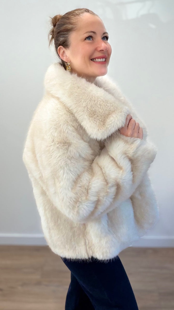 Manteau fausse fourrure - Ecru