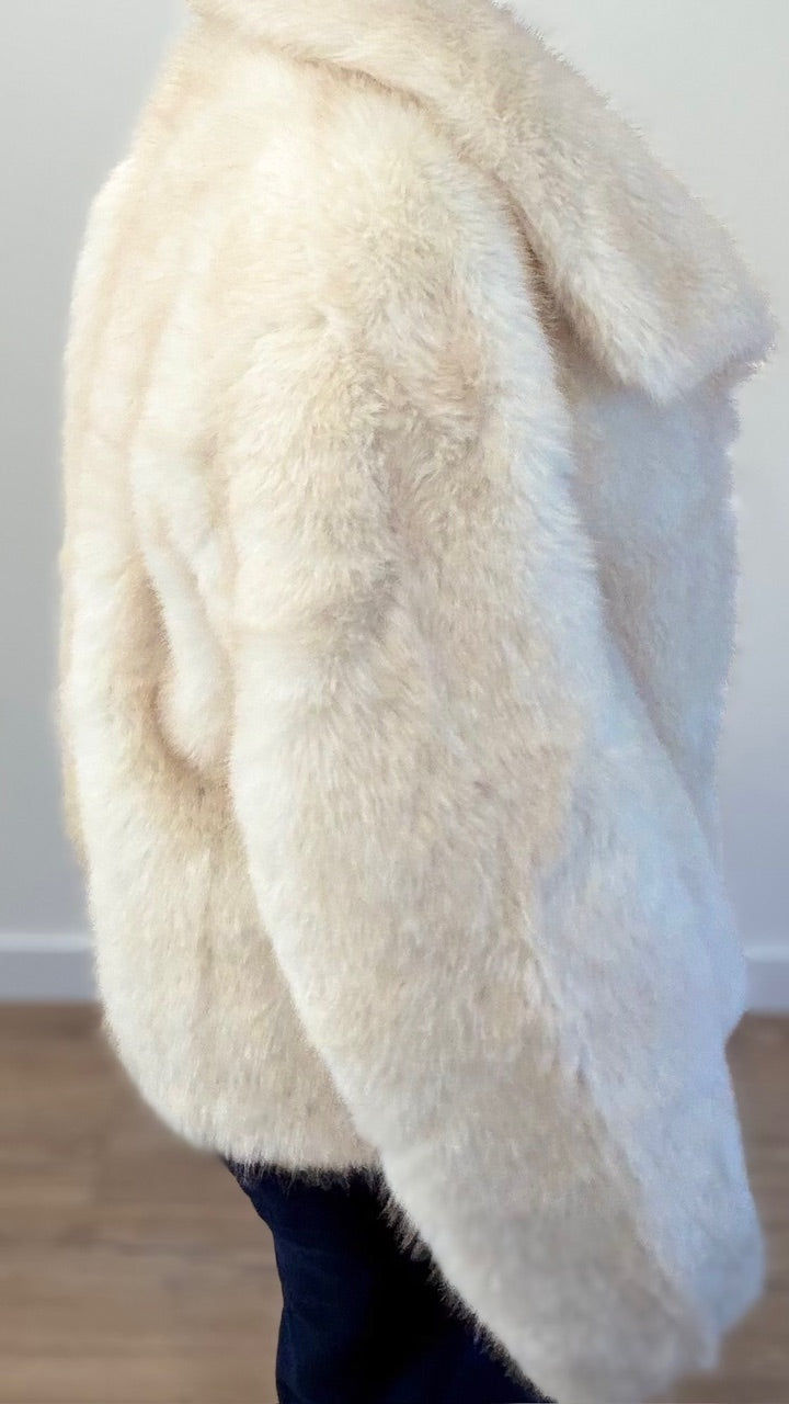 Manteau fausse fourrure - Ecru