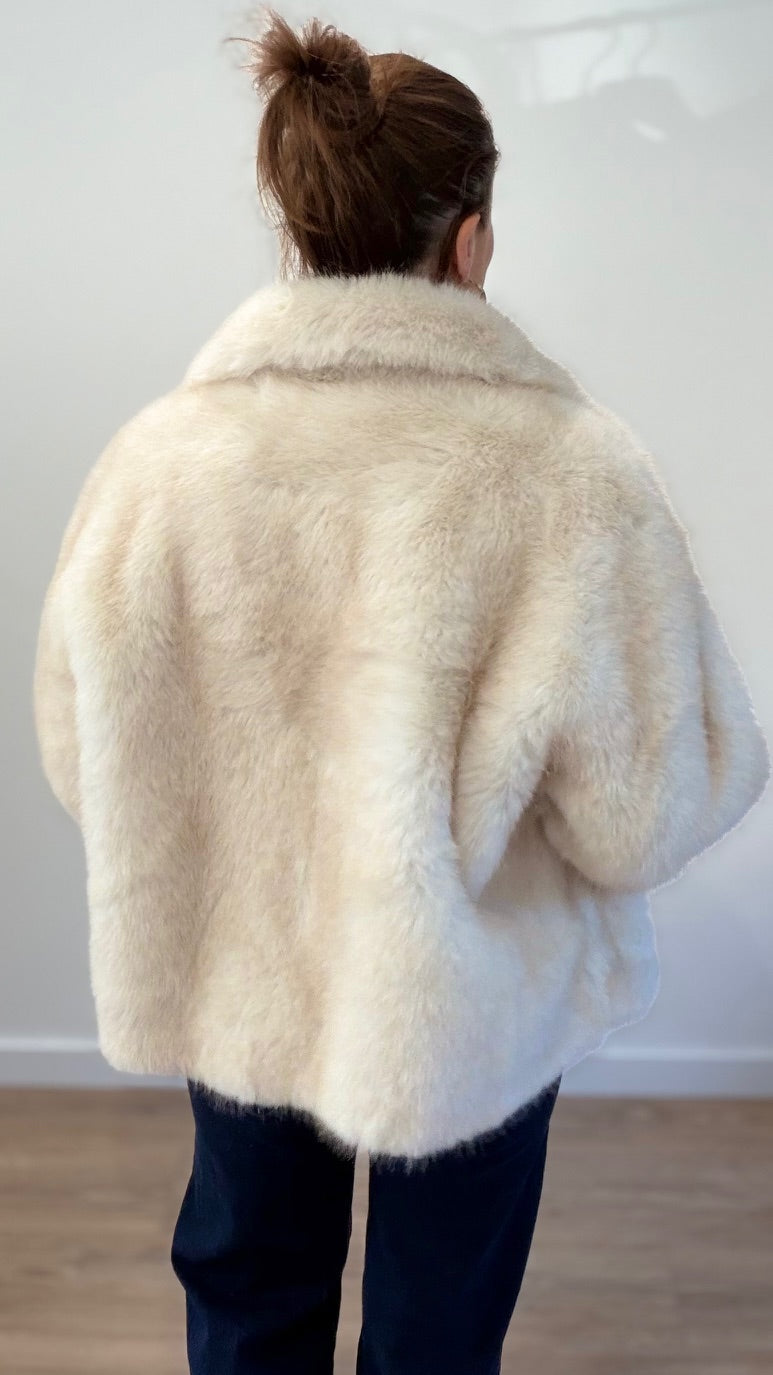 Manteau fausse fourrure - Ecru