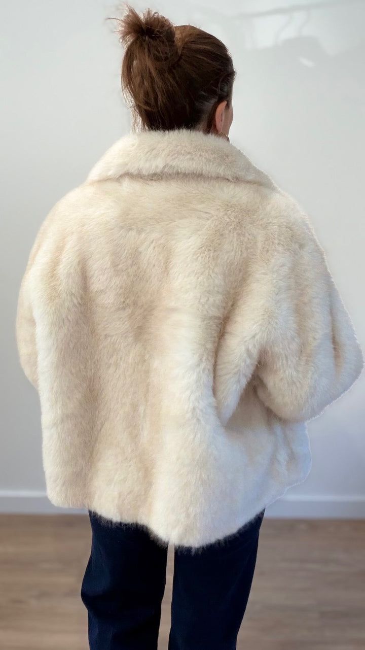 Manteau fausse fourrure - Ecru