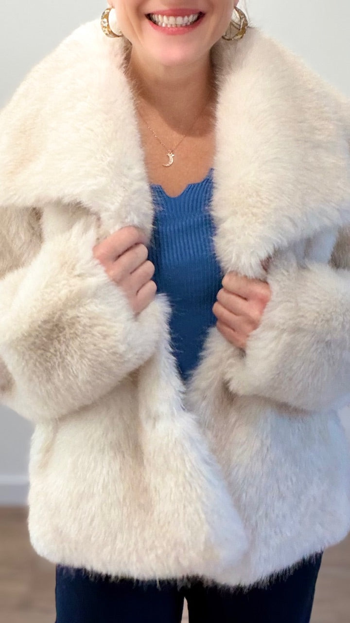 Manteau fausse fourrure - Ecru