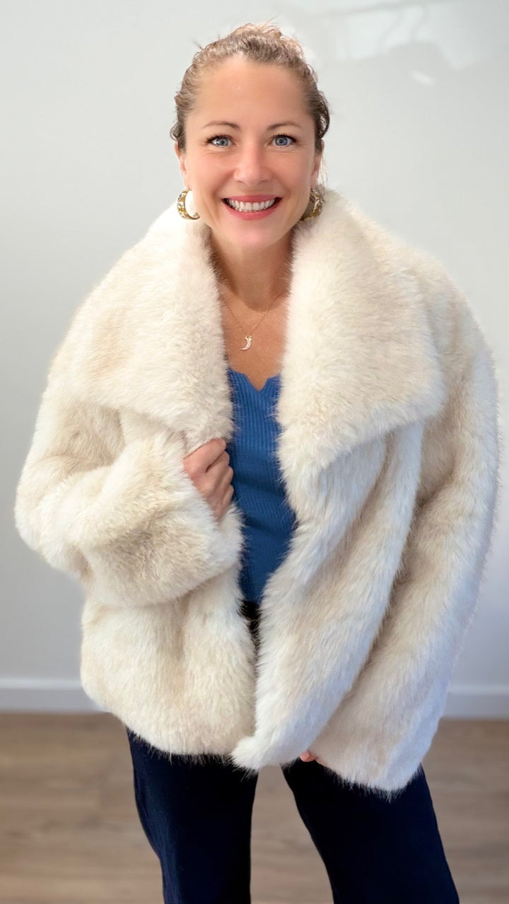Manteau fausse fourrure - Ecru