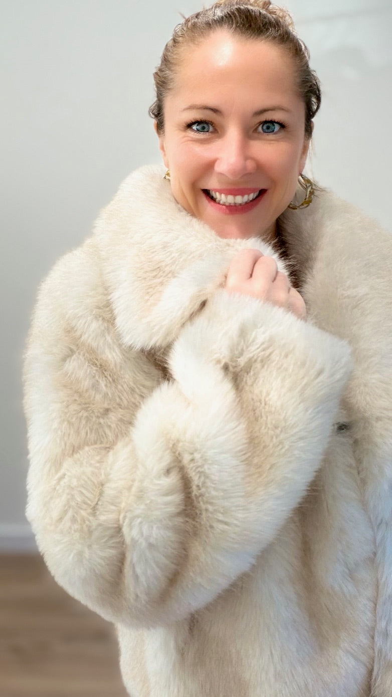 Manteau fausse fourrure - Ecru