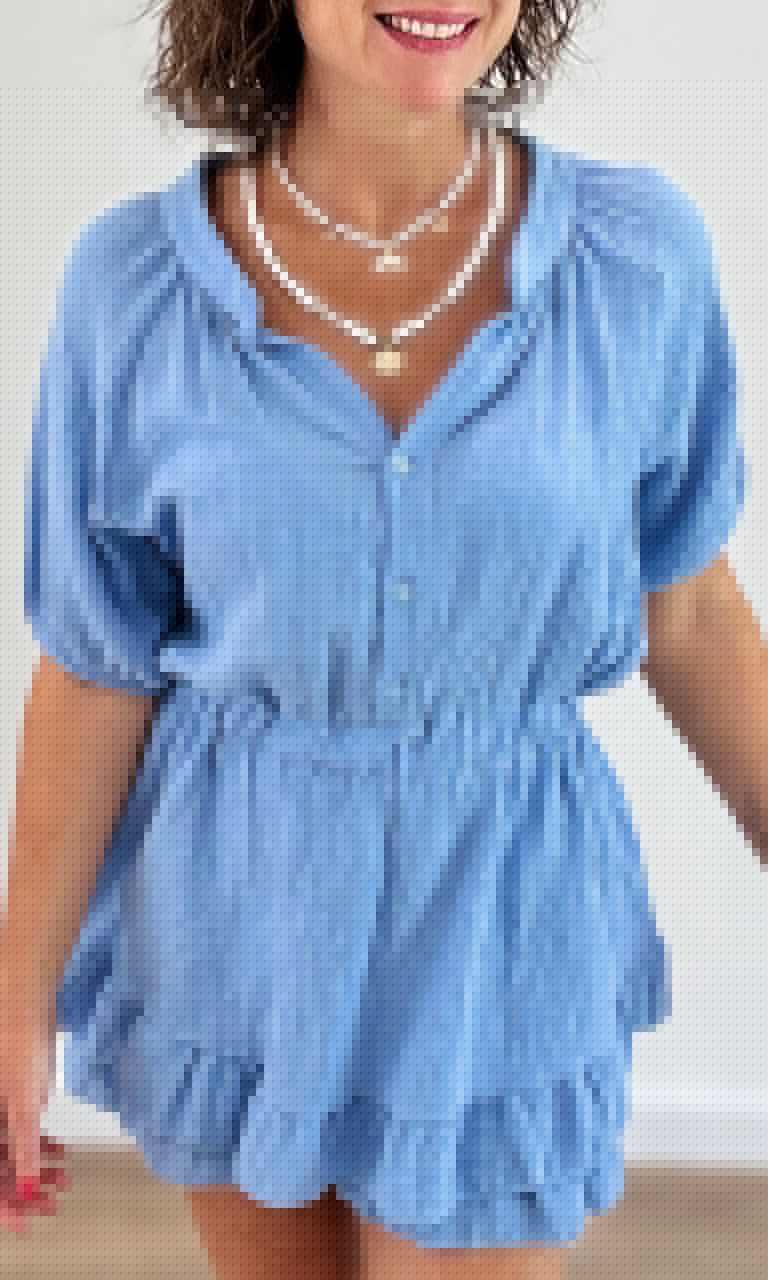 Combishort gaze de coton bleu Jupes - Shorts - Combishorts Miss Guapa