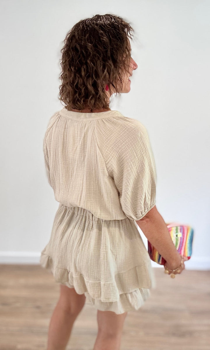 Combishort gaze de coton beige Jupes - Shorts - Combishorts Miss Guapa