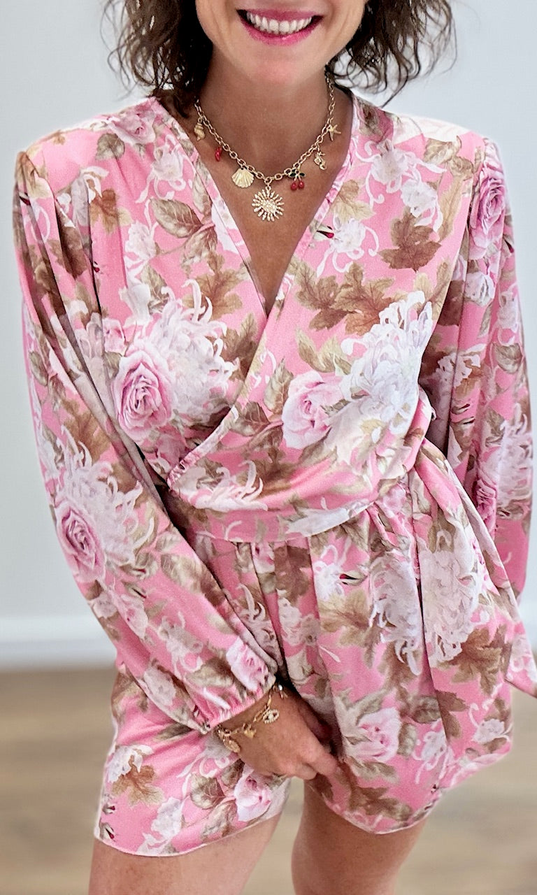 Combishort fluide à imprimé floral rose pâle Jupes - Shorts - Combishorts Miss Guapa