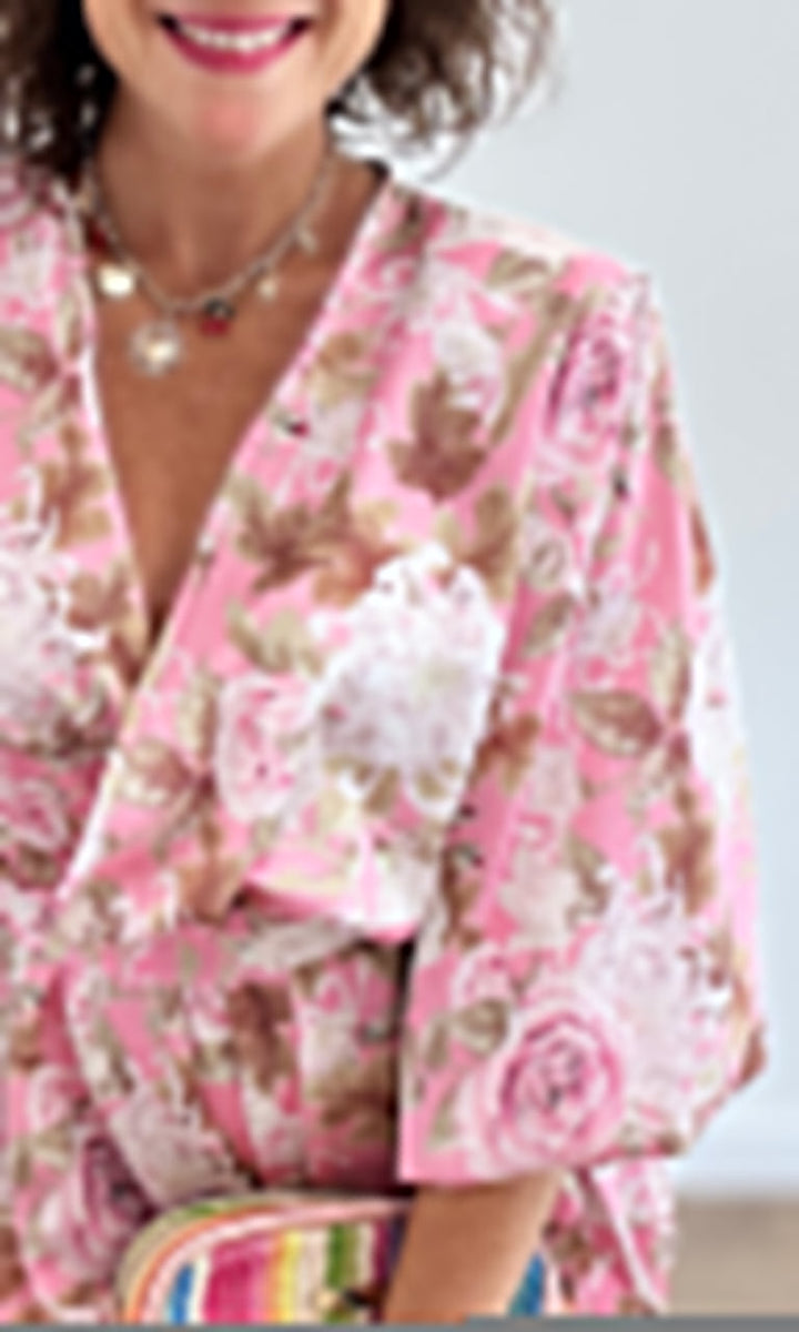 Combishort fluide à imprimé floral rose pâle Jupes - Shorts - Combishorts Miss Guapa