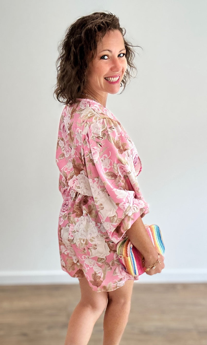 Combishort fluide à imprimé floral rose pâle Jupes - Shorts - Combishorts Miss Guapa