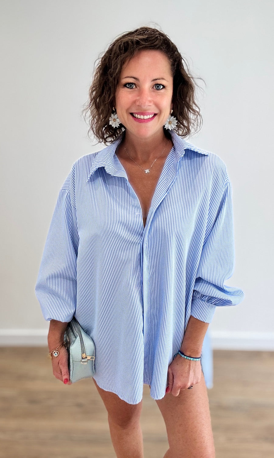 Chemise Oversize Rayée Bleue Chemises et Blouses Miss Guapa
