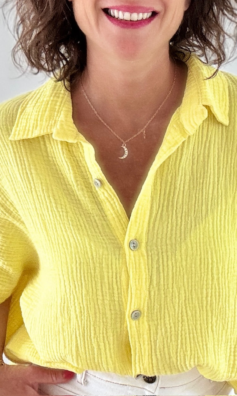 Chemise fluide oversize en gaze de coton jaune Chemises et Blouses Miss Guapa