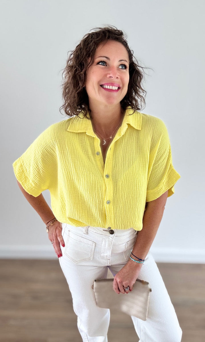 Chemise fluide oversize en gaze de coton jaune Chemises et Blouses Miss Guapa