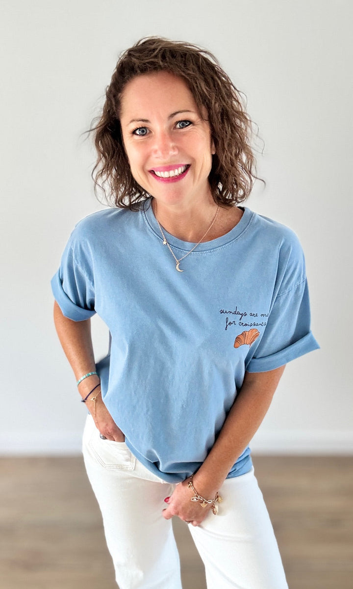 Le Tee-shirt Bleu Croissant Tee-Shirt et Tops Miss Guapa