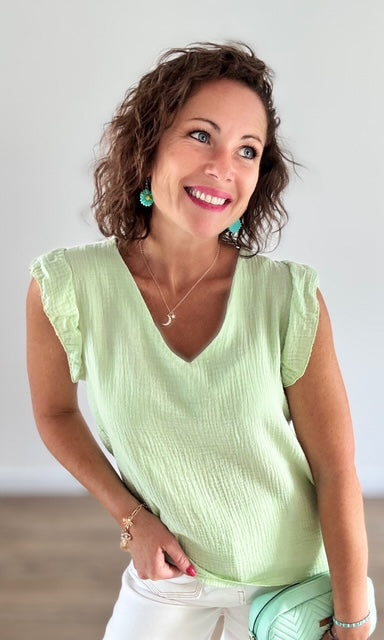 Top sans manches vert clair Tee-Shirt et Tops Miss Guapa