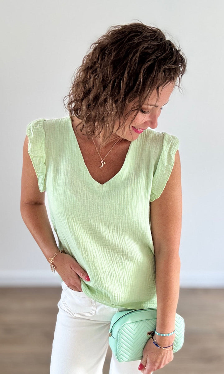 Top sans manches vert clair Tee-Shirt et Tops Miss Guapa