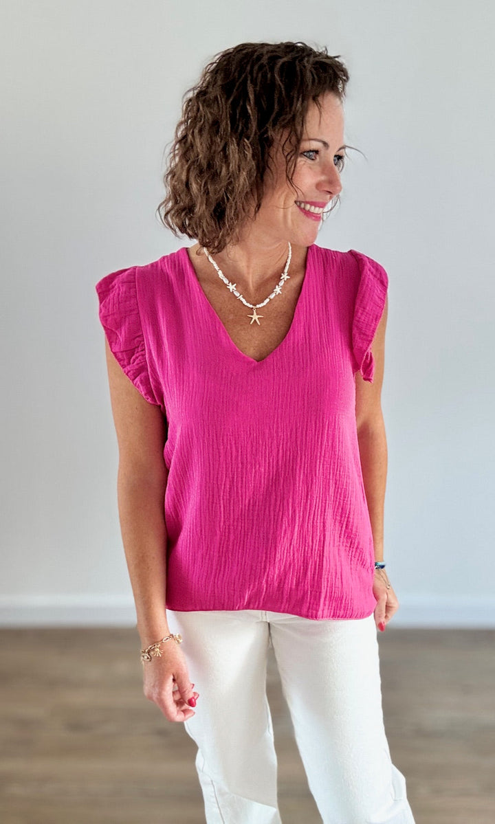 Top sans manches rose fuchsia Tee-Shirt et Tops Miss Guapa