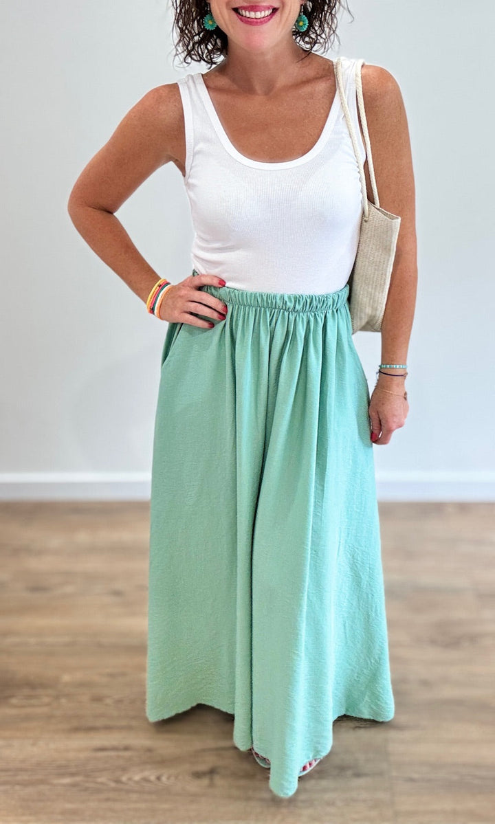 Jupe longue vert céladon Jupes - Shorts - Combishorts Miss Guapa