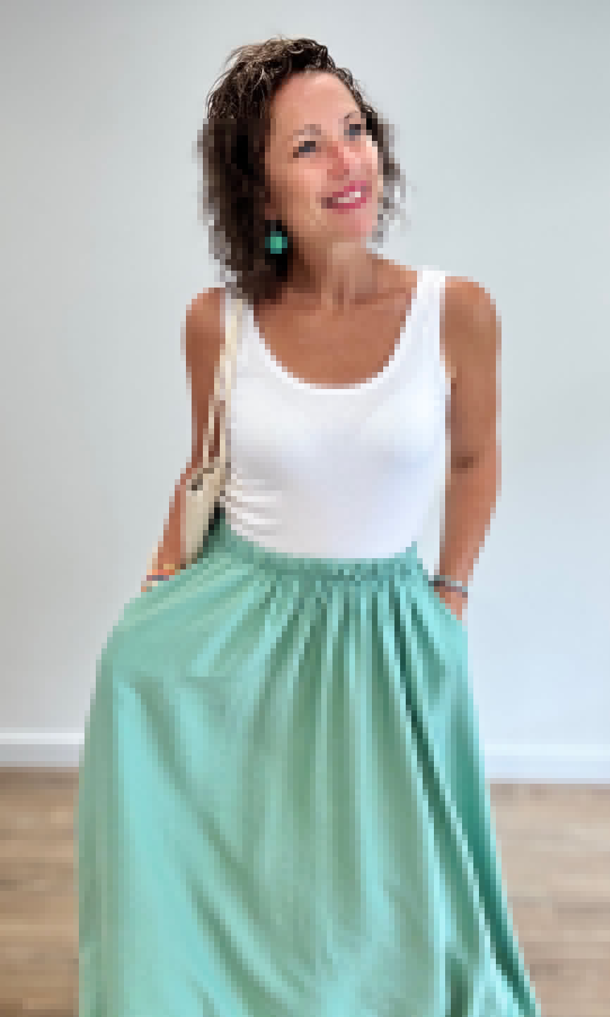 Jupe longue vert céladon Jupes - Shorts - Combishorts Miss Guapa