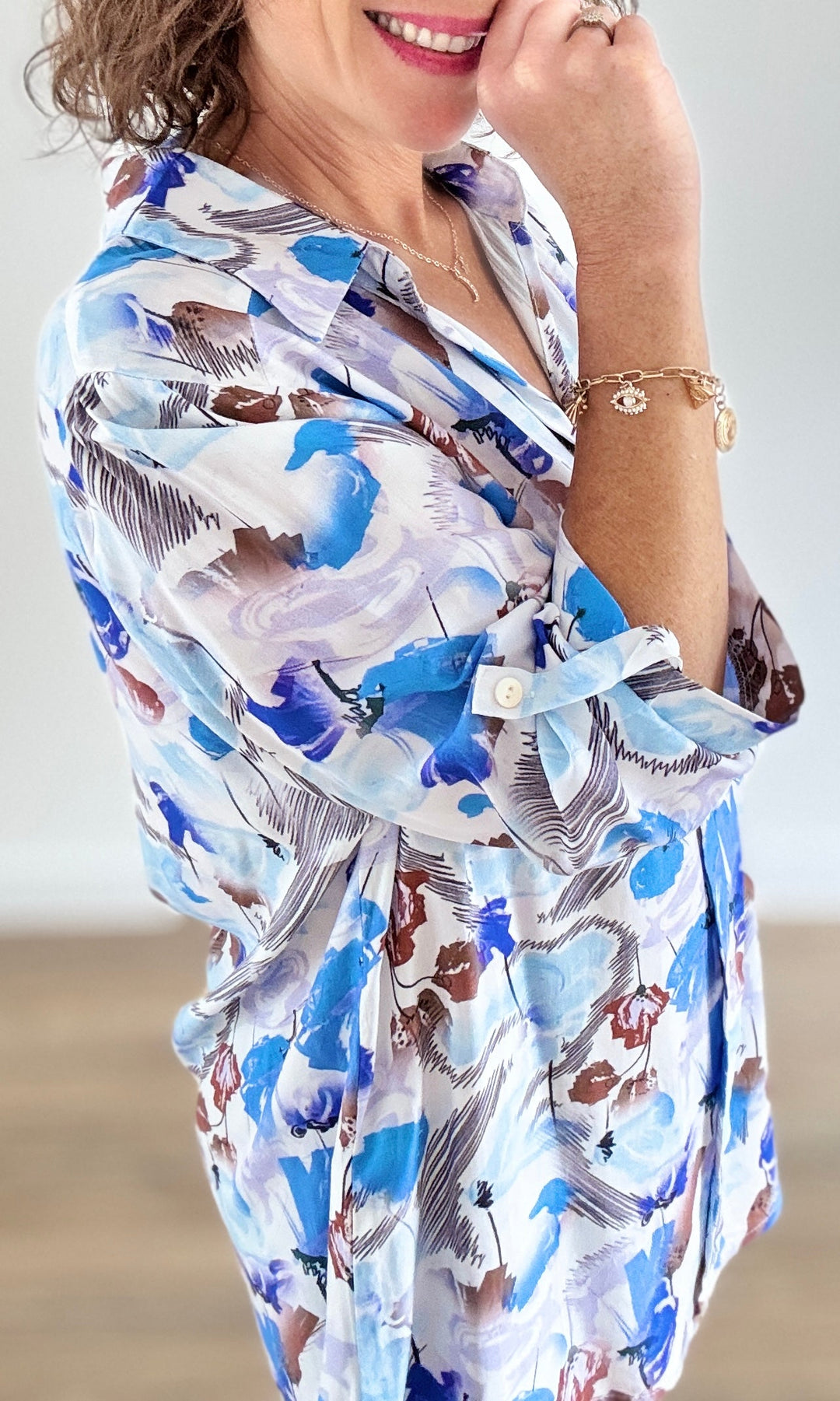 Blouse imprimée florale bleu Chemises et Blouses Miss Guapa