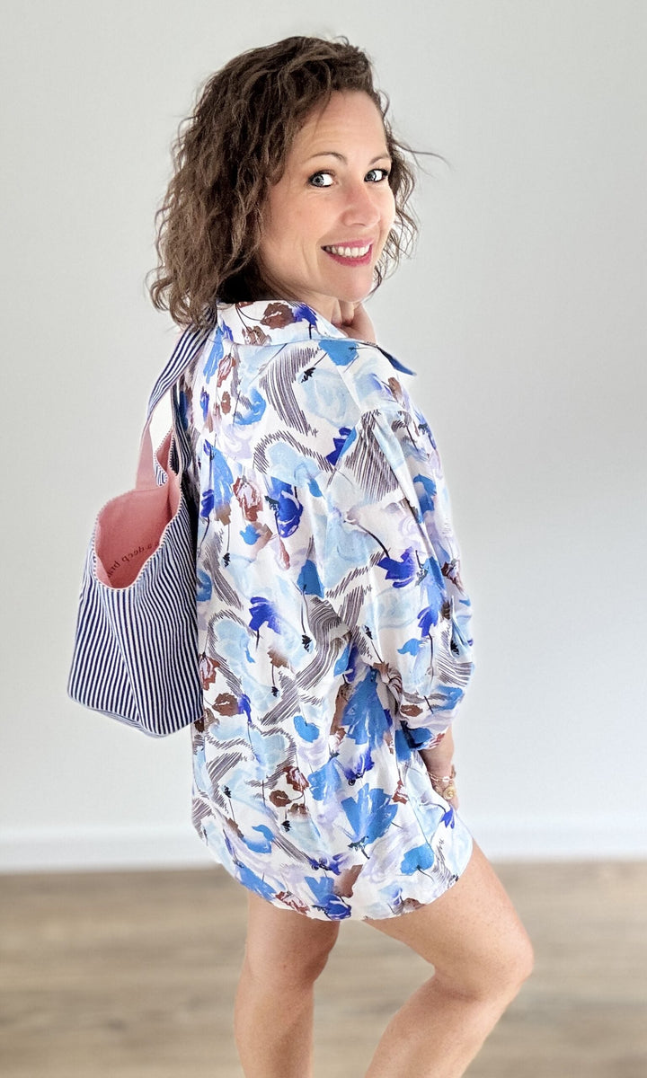 Blouse imprimée florale bleu Chemises et Blouses Miss Guapa