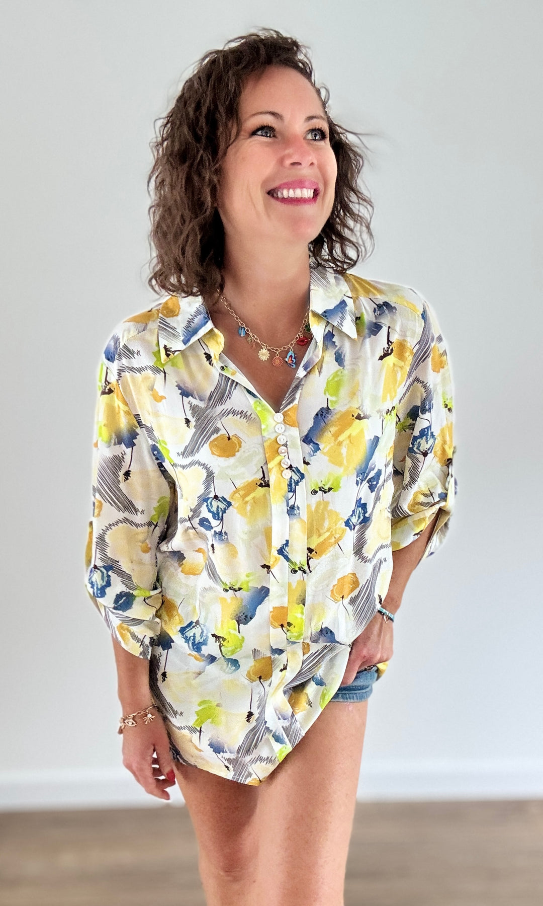 Blouse imprimés floral jaune Chemises et Blouses Miss Guapa