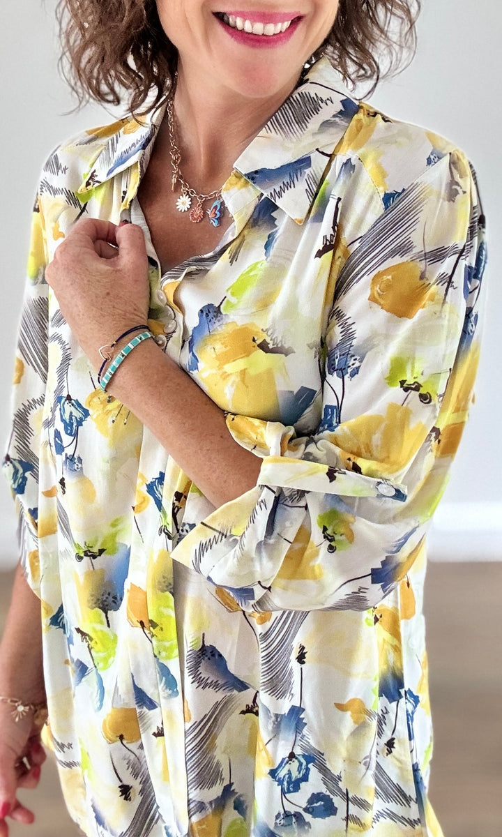Blouse imprimés floral jaune Chemises et Blouses Miss Guapa