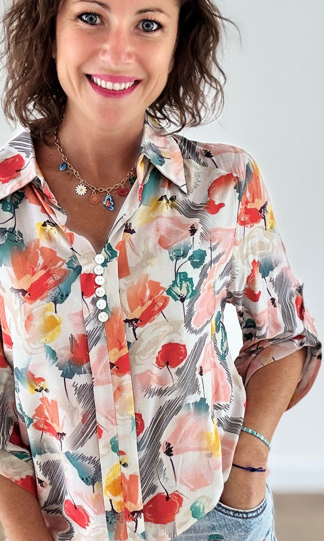 Blouse imprimés floral orange Chemises et Blouses Miss Guapa