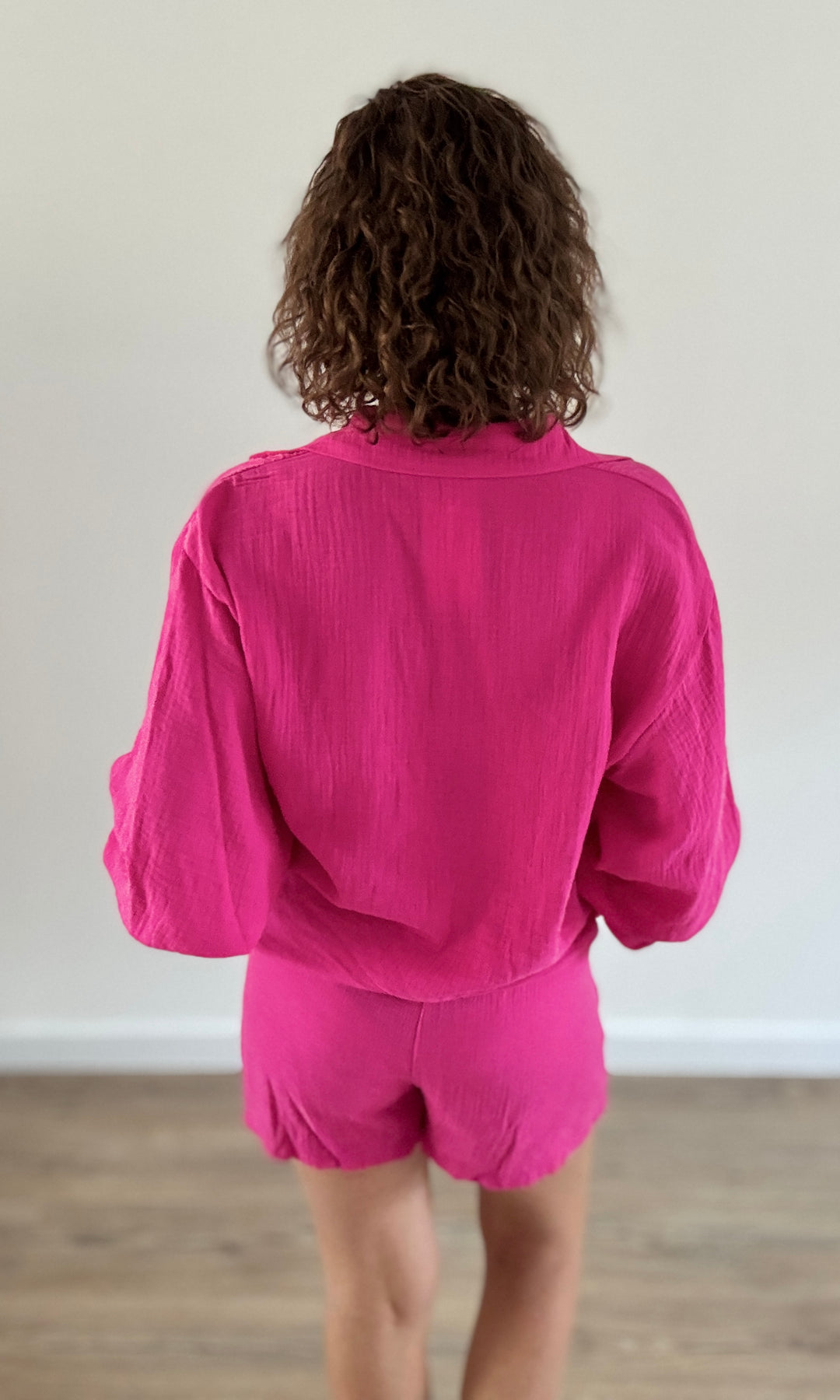 Ensemble 2 pièces gaze de coton rose fuchsia Ensembles Miss Guapa