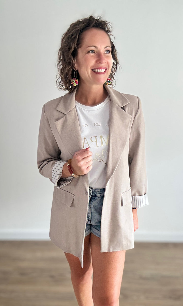 Blazer Beige Vestes et Blazers Miss Guapa