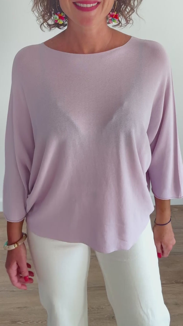 Pull fin lila manches 3/4