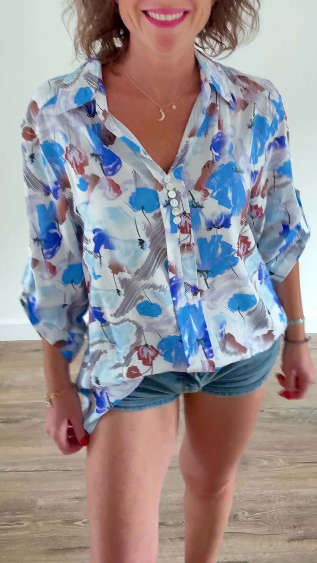Blouse imprimée florale bleu