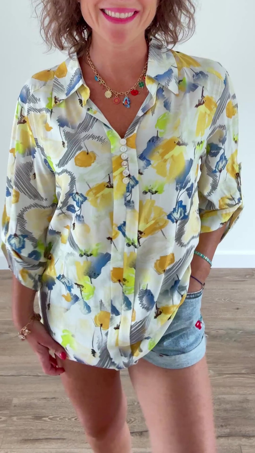 Blouse imprimés floral jaune