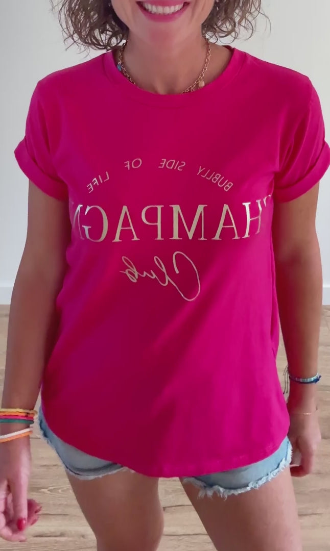 Tee-shirt Rose Fuchsia "Champagne"