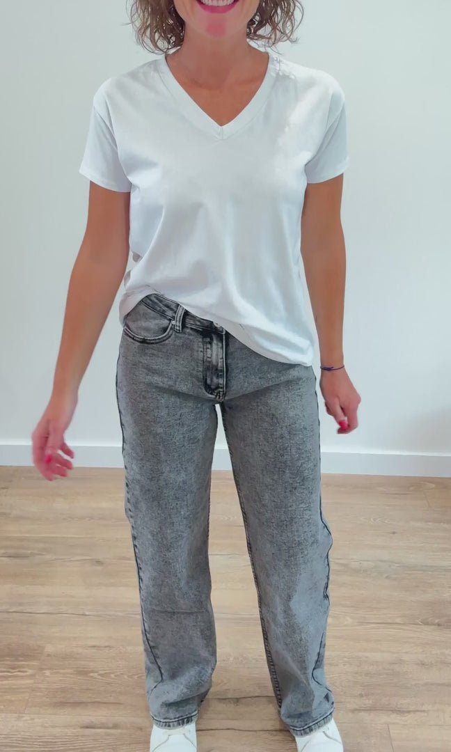 Jean Wide Leg Gris