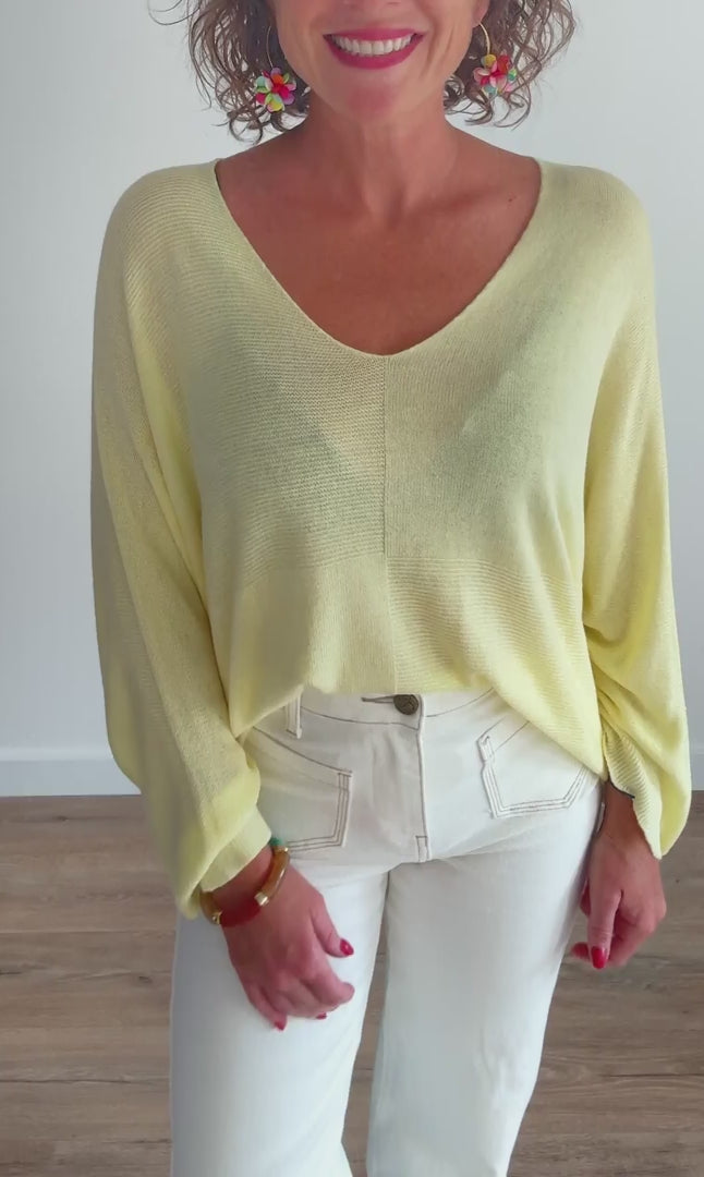 Pull fin jaune pastel