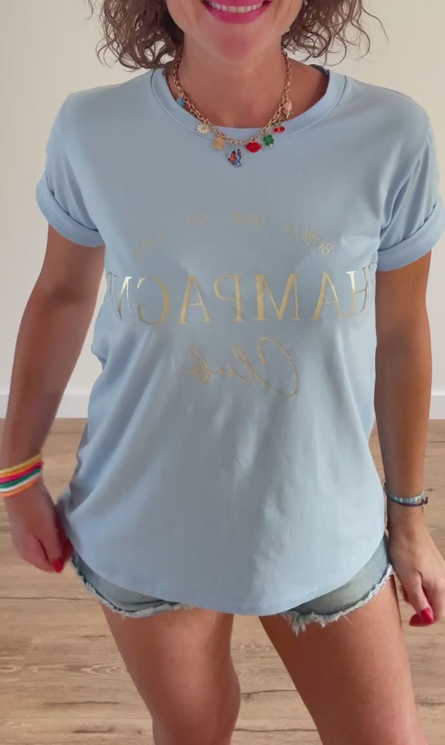 Tee-shirt bleu ciel "Champagne"