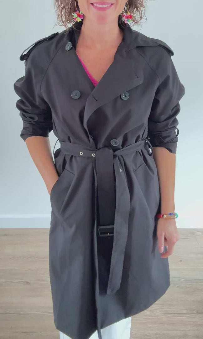 Trench coat long Noir