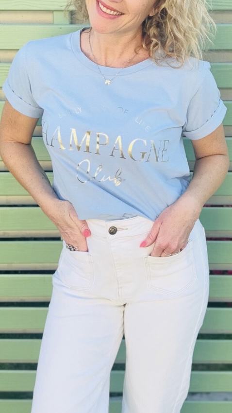 Tee-shirt inscription "Champagne" FELICIA - Bleu