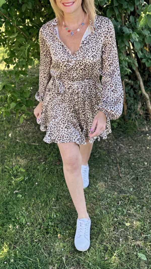Robe courte Léopard OLGA - Beige et Marron