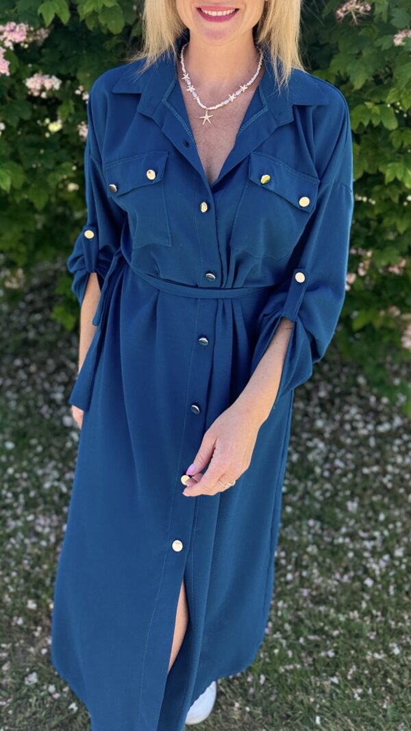Robe chemise longue ISABELA - Bleu canard