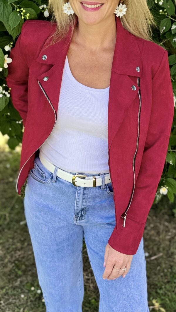 Veste suédine SUSANA - Rouge bordeaux