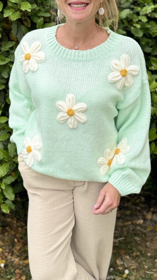 Pull marguerites YOLANDA - Vert