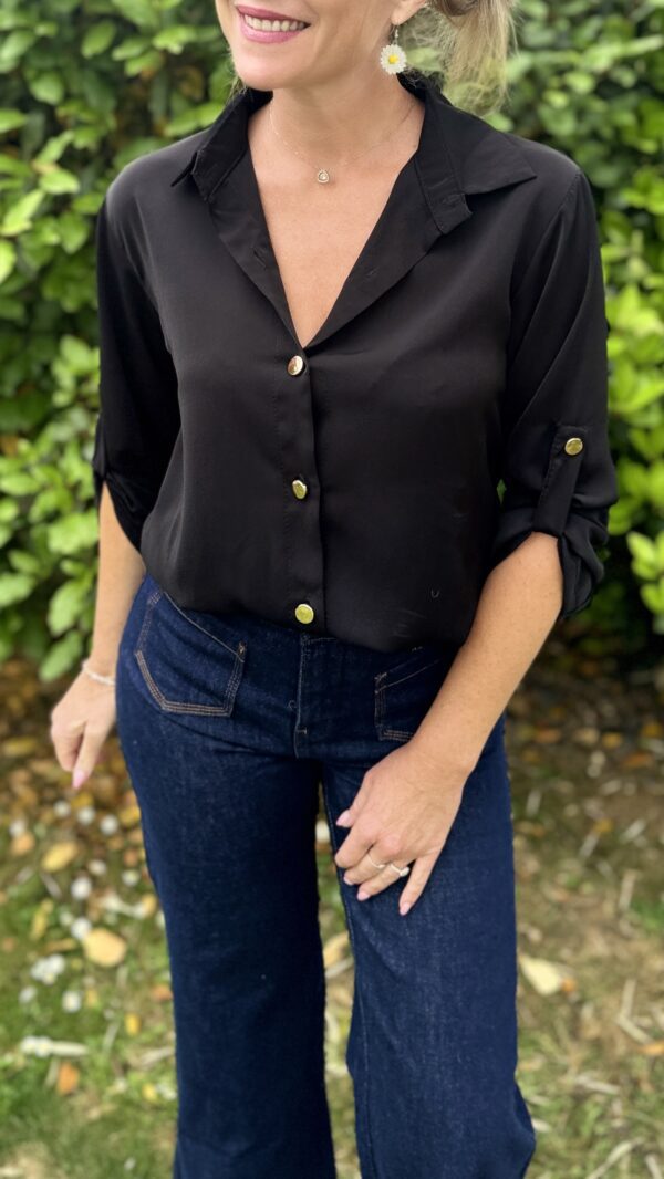 Chemise manches longues fluide MILA - Noir
