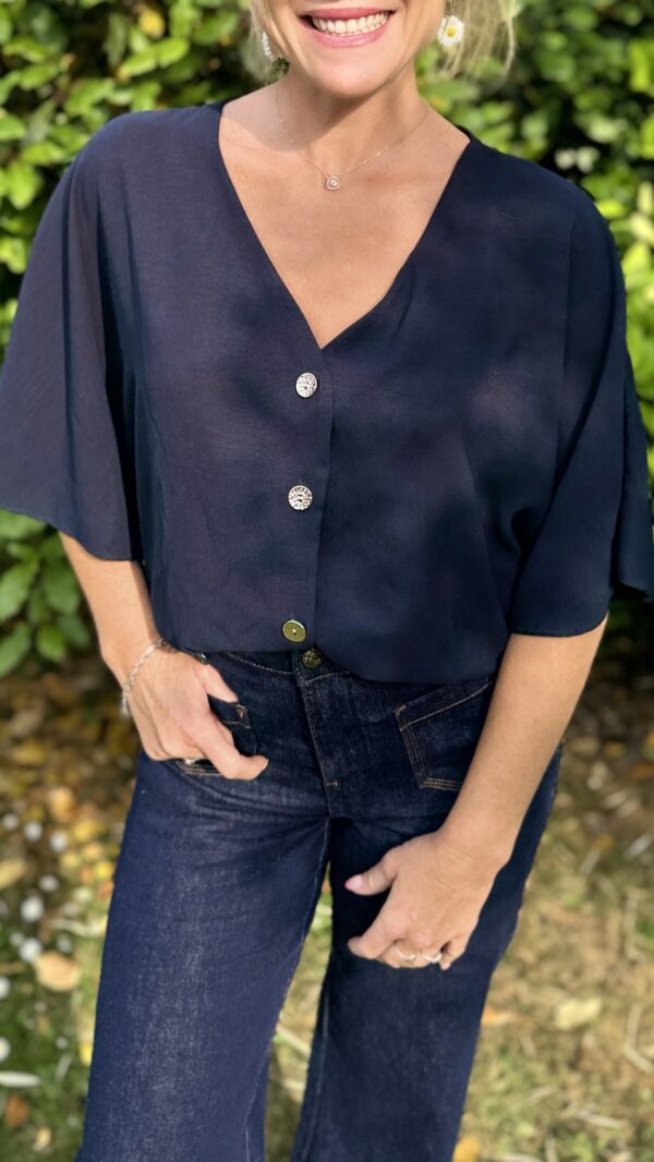 Top boutonné AIMEE - Bleu marine
