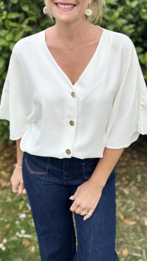 Top boutonné AIMEE - Blanc