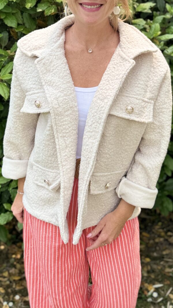 Veste moumoute manches longues MANUELA - Beige