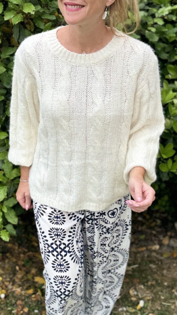 Pull torsadé VALERIA - Blanc