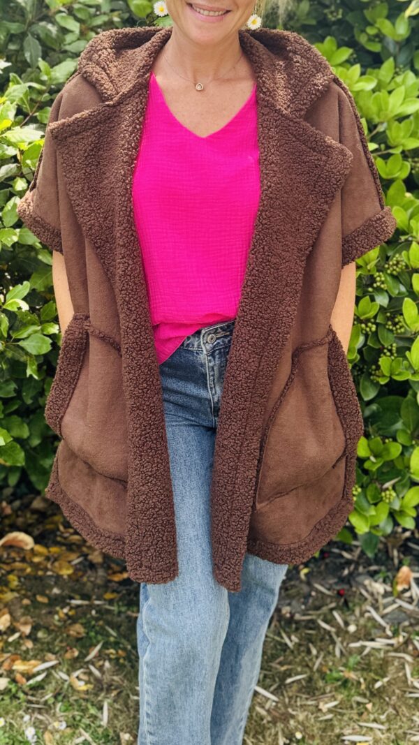 Gilet long sans manches BONITA - Marron