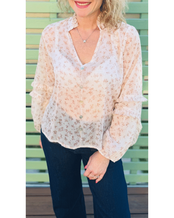 Blouse fleurie FLORINE - Beige