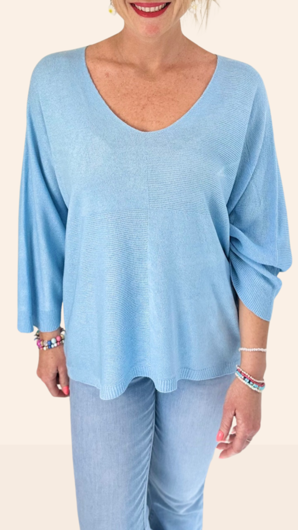 Pull fin manches longues LINE - Bleu ciel